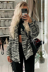 Black Zebra Oversized Wool Blend Shacket - Diora