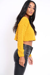 Mustard Cable Knit Cropped Jumper - Georgie