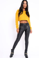 Mustard Cable Knit Cropped Jumper - Georgie
