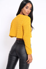Mustard Cable Knit Cropped Jumper - Georgie