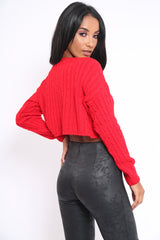 Red Cable Knit Cropped Jumper - Georgie