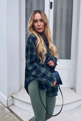 Khaki Checked Pocket Front Shirt - Haily