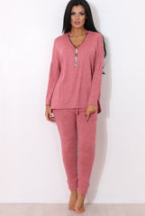 Gerlie Mauve V Neck Loungewear Set