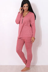 Gerlie Mauve V Neck Loungewear Set