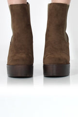 Lona Khaki Suede Platform Boots