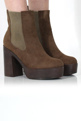 Lona Khaki Suede Platform Boots