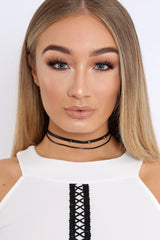 Black Double Strap Spike Choker - Gigi