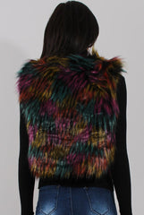 Multicolored Faux Fur Cropped Gilet - Naeva
