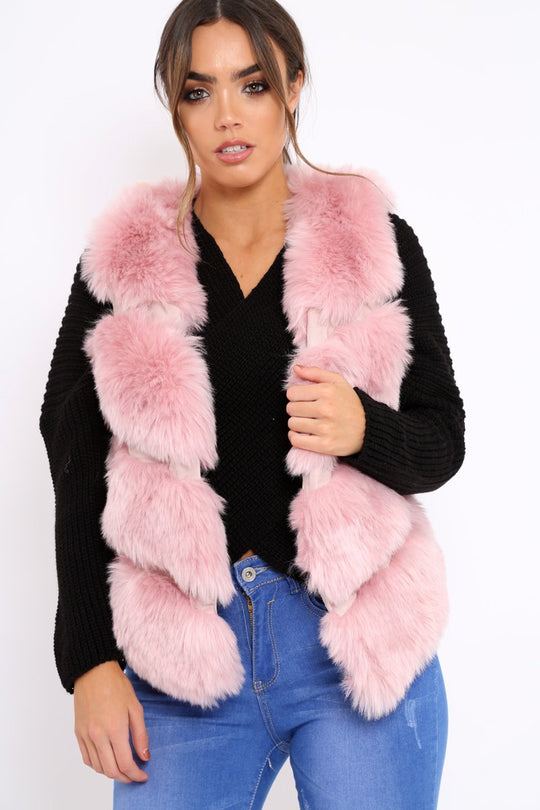 Rose Faux leather and Fur Gilet - Felicia
