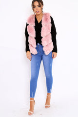 Rose Faux leather and Fur Gilet - Felicia