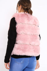Rose Faux leather and Fur Gilet - Felicia