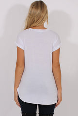 White Short Sleeved Slogan Top - Gillian