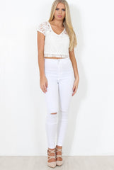 White Lace Crop Top - Gina