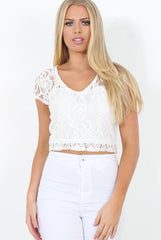 White Lace Crop Top - Gina