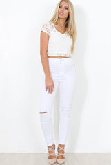White Lace Crop Top - Gina