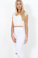 White Lace Crop Top - Gina