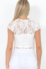 White Lace Crop Top - Gina