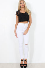 Black Lace Crop Top - Gina