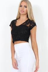 Black Lace Crop Top - Gina