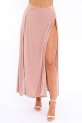 Mauve Side Split Maxi Skirt - Gina