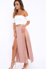 Mauve Side Split Maxi Skirt - Gina