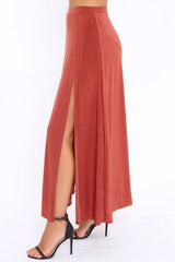 Rust Side Split Maxi Skirt - Gina