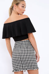 Black Bardot Crop Top - Justine