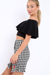 Black Bardot Crop Top - Justine