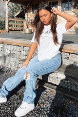 White Parisian Slogan T-shirt - Beckie