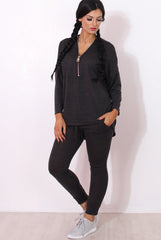 Gerlie Dark Grey V Neck Loungewear