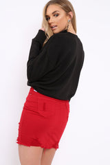 Black Crew Neck Girls Talk Jumper - Yasna