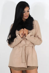 Gisa Tan Fur Waterfall Jacket