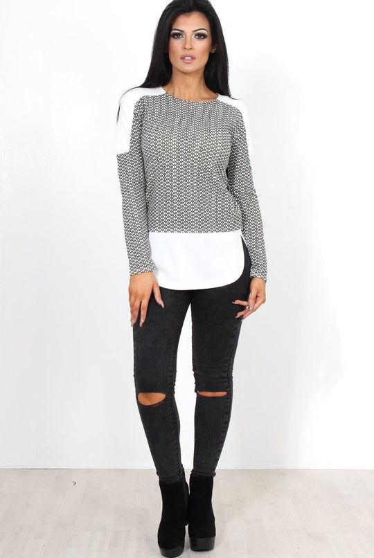 Mandie Khaki Panel Side Split Top