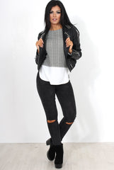 Mandie Khaki Panel Side Split Top