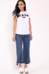 White Crew Neck Give In To Me Slogan T-Shirt - Karolina