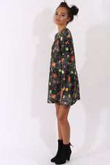 Black Halloween Trick Or Treat Swing Dress - Sugar