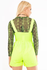Neon Green Buckle Strap Playsuit - Halo