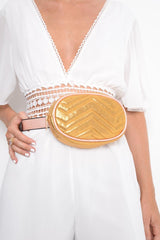 Gold Shiny Belted Bumbag - Ignacia