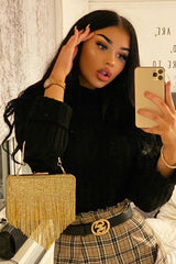 Gold Diamante Tassel Box Clutch - Geri