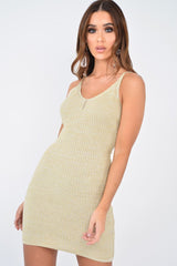 Gold Cami Knitted Bodycon Dress - Jannelle