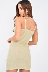 Gold Cami Knitted Bodycon Dress - Jannelle