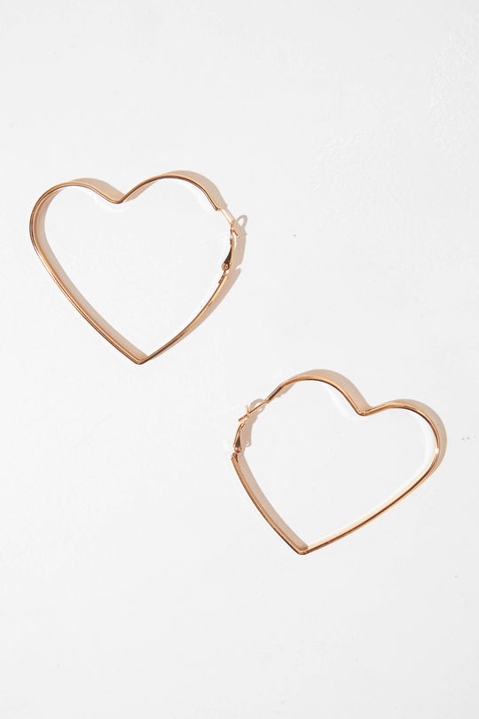 Gold Heart Shape Hoop Earrings - Niki