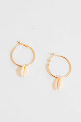Gold Hoop Shell Drop Earrings - Evangelia