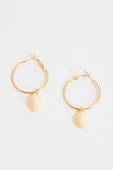 Gold Hoop Shell Drop Earrings - Evangelia