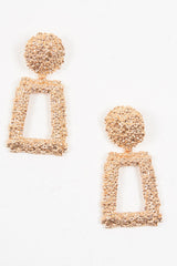 Gold Textured Rectangle Drop Earrings - Kamrin