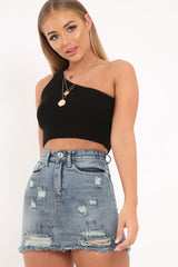 Black Knitted Halterneck Crop Top - Golde