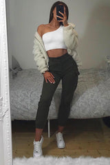 Cream Knitted One Shoulder Crop Top - Golde