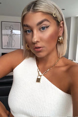 Cream Knitted One Shoulder Crop Top - Golde