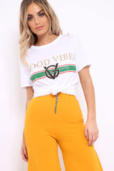 White Good Vibes Slogan T-shirt - Tayla