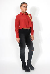 Grace Rust Long Sleeved Cropped Shirt